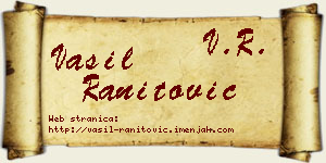 Vasil Ranitović vizit kartica